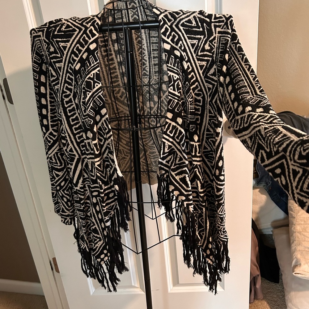 INC International Concepts Geometric Black and White Cardigan